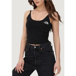 Bezrękawnik Kobieta THE NORTH FACE Slim Crop Tank. Czarne koszulki sportowe damskie The North Face, bez wzorów, z bawełny, bez ramiączek. Za 180.70 zł.