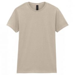 Koszulka Softstyle Dla Pań I Panów. Brązowe bluzki damskie GILDAN, bez wzorów, sportowe, bez kołnierzyka, bez ramiączek. Za 40.99 zł.