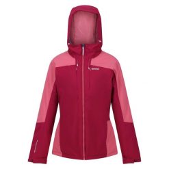 Kurtka turystyczna zimowa damska Highton ze stretchem. Szare kurtki sportowe damskie Regatta, na zimę, bez wzorów, bez ramiączek, bez kaptura, trekkingowe. W wyprzedaży za 249.99 zł.