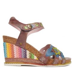 Sandały Laura Vita. Niebieskie sandały damskie Laura Vita, bez wzorów, bez obcasa, na koturnie, bez zapięcia. Za 429.99 zł.