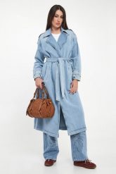 Płaszcz damski jeansowy LIU JO. Płaszcze damskie Liu Jo, bez wzorów, z jeansu, bez kołnierzyka, bez kaptura. Za 1,289.00 zł.