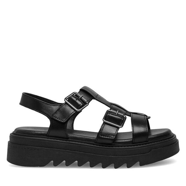 Sandały Lasocki. Czarne sandały damskie Lasocki, bez wzorów, bez obcasa, na płaskiej podeszwie, bez zapięcia. Za 169.99 zł.