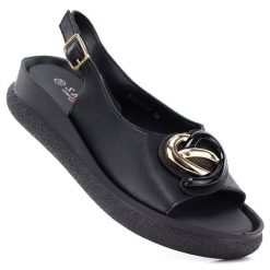 Skórzane sandały damskie na platformie czarne S.Barski 61-6047. Czarne sandały damskie S.BARSKI, bez wzorów, ze skóry, bez obcasa, na platformie, bez zapięcia. Za 179.99 zł.