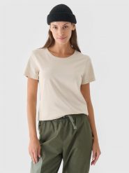 4F T-shirt regular gładki damski - biały XL. Białe t-shirty damskie 4F, xl, bez wzorów, z bawełny, klasyczne, bez kołnierzyka, bez ramiączek. W wyprzedaży za 19.99 zł.