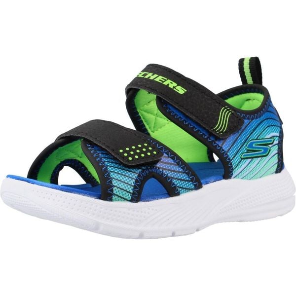 Sandały SKECHERS 407034N Niebieski. Niebieskie sandały damskie Skechers, bez wzorów, z materiału, bez zapięcia. Za 139.99 zł.