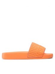 LOVE MOSCHINO Klapki JA28102G1GI19450 Pomarańczowy. Brązowe klapki damskie Love Moschino, bez wzorów, z materiału, bez obcasa, bez zapięcia. Za 399.99 zł.