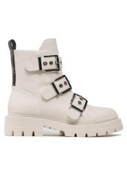 Guess Botki FL7OBI LEA10 Écru. Botki damskie Guess, z aplikacjami, ze skóry, bez obcasa, na płaskiej podeszwie, bez zapięcia. Za 669.99 zł.