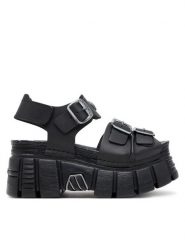 NEW ROCK Sandały M-BIOS101SF-C1 Czarny. Czarne sandały damskie NEW ROCK, bez wzorów, ze skóry, bez obcasa, na koturnie, bez zapięcia. Za 649.99 zł.