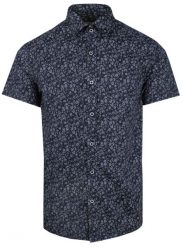 Męska Koszula Typu Casual (Weekendowa) - Pako Jeans - Granatowa, Drobne Listki. Niebieskie koszule męskie Pako Jeans, l, bez wzorów, z bawełny, casualowe, bez kołnierzyka, bez ramiączek. Za 169.00 zł.
