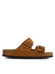 Birkenstock Klapki Arizona Bs 1009527 Brązowy. Brązowe klapki męskie Birkenstock, bez wzorów, ze skóry, bez zapięcia. Za 409.99 zł.