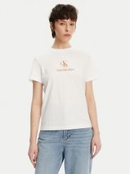 Calvin Klein Jeans T-Shirt Shadow Graphic J20J225545 Biały Regular Fit. Białe t-shirty damskie Calvin Klein Jeans, s, bez wzorów, z bawełny, bez kołnierzyka, bez ramiączek. Za 89.99 zł.