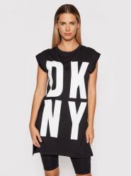 DKNY T-Shirt P1RHRB2M Czarny Regular Fit. Czarne t-shirty damskie DKNY, m, bez wzorów, z bawełny, bez kołnierzyka, bez ramiączek. Za 199.99 zł.