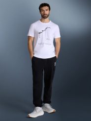 4F T-shirt regular z nadrukiem męski - biały L. Białe t-shirty męskie 4F, l, bez wzorów, z bawełny, bez kołnierzyka, bez ramiączek. Za 69.99 zł.