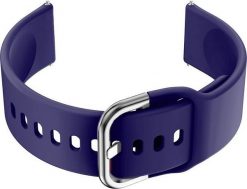 Pasek gumowy do smartwatch 18mm - granat/srebrny. Szare zegarki smartwatch NoName, bez wzorów, z gumy. Za 16.53 zł.