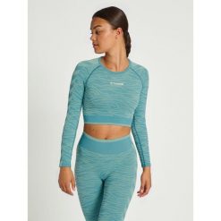 Damski crop top Hummel MT Saga. Niebieskie topy damskie Hummel, bez wzorów, sportowe, bez kołnierzyka, bez ramiączek. Za 170.00 zł.