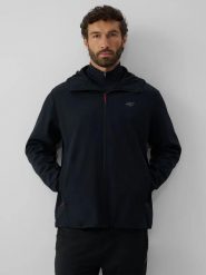 Kurtka softshell wiatroodporna męska 4F. Czarne kurtki męskie 4F, m, bez wzorów, z elastanu, klasyczne, bez kaptura. Za 299.99 zł.