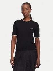 KARL LAGERFELD Sweter B3W18039 Czarny Regular Fit. Czarne swetry nierozpinane damskie KARL LAGERFELD, s, bez wzorów, z wełny, bez kołnierzyka, bez ramiączek. Za 549.99 zł.
