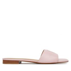 Klapki LAUREN RALPH LAUREN. Czerwone klapki damskie Lauren Ralph Lauren, bez wzorów, bez obcasa, bez zapięcia. Za 389.99 zł.