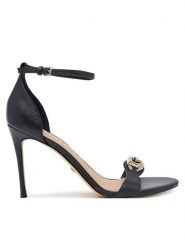 Guess Sandały FLTKAB LEA03 Czarny. Czarne sandały damskie Guess, z aplikacjami, ze skóry, bez obcasa, na szpilce, bez zapięcia. Za 519.99 zł.