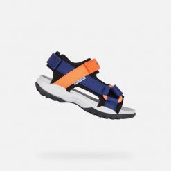 Sandały GEOX J BOREALIS B Niebieski. Brązowe sandały męskie Geox, bez wzorów, z materiału, bez zapięcia. Za 267.00 zł.