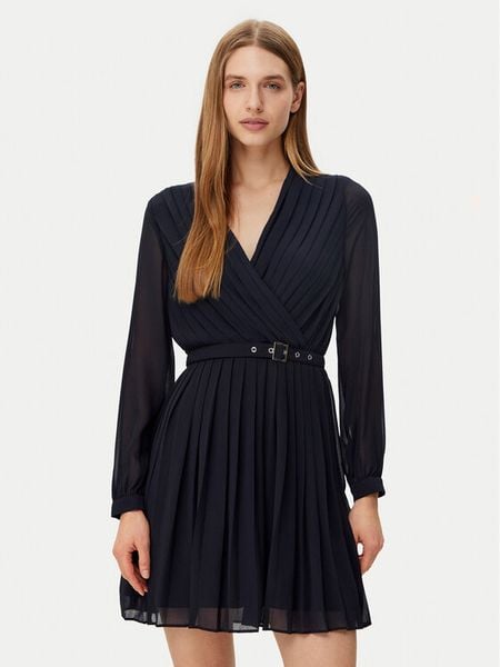 Morgan Sukienka codzienna 251-RAMALO Granatowy Regular Fit. Niebieskie sukienki damskie Morgan, na co dzień, bez wzorów, z syntetyku, bez kołnierzyka, bez ramiączek, proste. Za 249.99 zł.