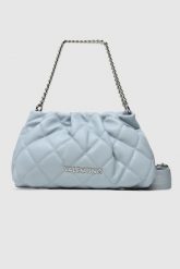 VALENTINO Marszczona pikowana błękitna torebka ocarina recycle pochette. Niebieskie listonoszki damskie Valentino by Mario Valentino, bez wzorów, pikowane, bez dodatków. W wyprzedaży za 339.99 zł.