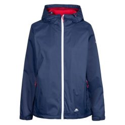 Kurtka Wodoodporna Damska Tayah II. Niebieskie kurtki sportowe damskie Trespass, l, bez wzorów, z materiału, bez ramiączek, z kapturem, trekkingowe. Za 145.99 zł.