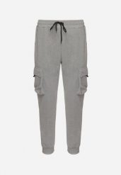 Szare Spodnie Dresowe z Bawełną Wysokim Stanem i Kieszeniami z Napisami Erisalin. Szare spodnie sportowe męskie Born2be, l, bez wzorów, z bawełny. Za 34.99 zł.