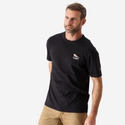 Koszulka wędkarska z krótkim rękawem Caperlan Karp. Czarne bluzki damskie CAPERLAN, l, bez wzorów, z bawełny, sportowe, bez kołnierzyka, bez ramiączek. Za 49.99 zł.