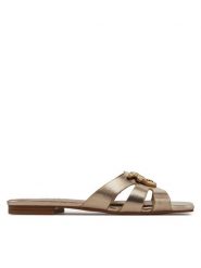 PINKO Klapki Marli 09 SD0313P049 Złoty. Żółte klapki damskie Pinko, bez wzorów, ze skóry, bez obcasa, bez zapięcia. Za 649.99 zł.