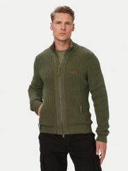 Aeronautica Militare Kardigan 262MA1664UL00409 Khaki Regular Fit. Brązowe swetry męskie Aeronautica Militare, m, bez wzorów, z bawełny, bez kołnierzyka, bez ramiączek. Za 954.99 zł.