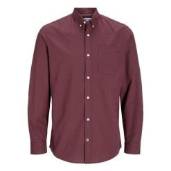 Koszula Jack & Jones Oxford w kolorze wina z winnicy. Czerwone koszule męskie Jack&Jones, bez wzorów, bez kołnierzyka, bez ramiączek. Za 169.16 zł.