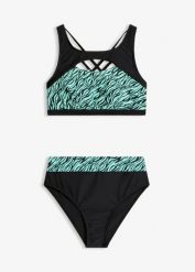 Bikini bustier z wycięciami (2 części). Zielone bikini bonprix, bez wzorów. Za 59.99 zł.