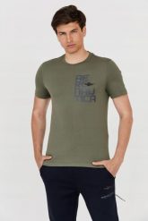 AERONAUTICA MILITARE Zielony t-shirt męski. Zielone t-shirty męskie Aeronautica Militare, m, bez wzorów, bez kołnierzyka, bez ramiączek. W wyprzedaży za 299.99 zł.