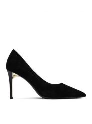 Eva Minge Szpilki EO-RELYSA-01 Czarny. Czarne szpilki damskie Eva Minge, bez wzorów, ze skóry, bez obcasa, na szpilce, bez zapięcia. Za 399.99 zł.