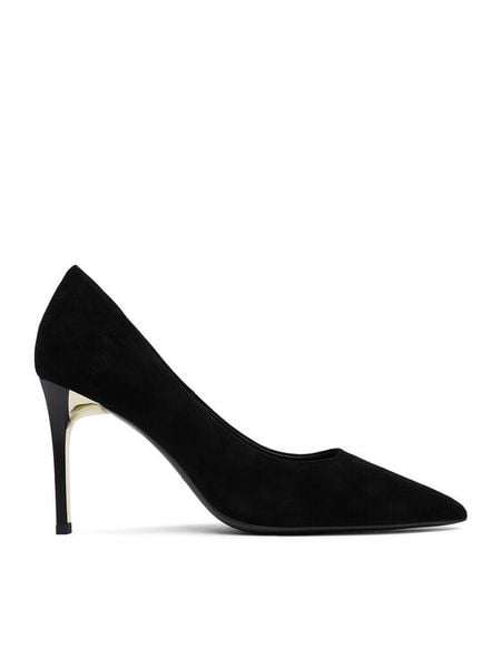Eva Minge Szpilki EO-RELYSA-01 Czarny. Czarne szpilki damskie Eva Minge, bez wzorów, ze skóry, bez obcasa, na szpilce, bez zapięcia. Za 399.99 zł.