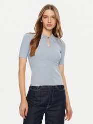 Guess Sweter W5RR10 Z2Y72 Błękitny Regular Fit. Niebieskie swetry nierozpinane damskie Guess, xs, z aplikacjami, z wiskozy, bez kołnierzyka, bez ramiączek. Za 239.99 zł.