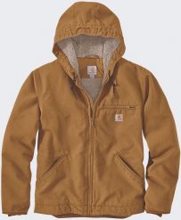 Kurtka Carhartt Washed Duck Sherpa Lined Brown. Brązowe kurtki męskie Carhartt, m, bez wzorów, bez kaptura. Za 662.27 zł.
