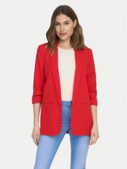 ONLY Marynarka Elly 15197451 Czerwony Regular Fit. Czerwone marynarki i żakiety damskie ONLY, bez wzorów, z syntetyku, bez kołnierzyka, bez ramiączek. Za 139.99 zł.