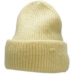 Czapka damska 4F. Żółte czapki damskie 4F, na zimę, bez wzorów, z materiału, sportowe. Za 47.99 zł.