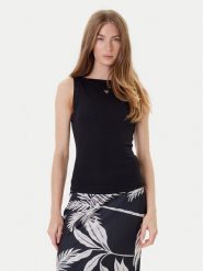 Guess Top W5RP16 KCNH2 Czarny Regular Fit. Czarne topy damskie Guess, m, z aplikacjami, z syntetyku, bez kołnierzyka, bez ramiączek. Za 169.99 zł.