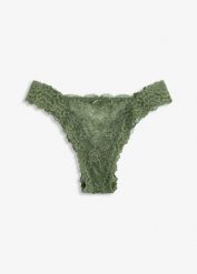 Figi brazylijskie z koronki. Zielone majtki damskie bonprix, z koronki. Za 32.99 zł.