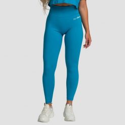 Legginsy damskie fitness z wysokim stanem akwamarynowe Limitless. Niebieskie legginsy damskie GYMBEAM, bez wzorów, z elastanu. Za 115.90 zł.