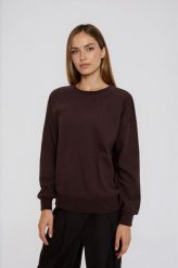 Bluza z dżetami brązowa. Brązowe bluzy damskie MOODO, l, bez wzorów, z bawełny, bez ramiączek, bez kaptura. Za 129.99 zł.