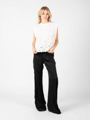 Pinko T-shirt "Acqua" | 1G17LH Y7YV | Kobieta | Biały. Białe t-shirty damskie Pinko, s, bez wzorów, z bawełny, bez kołnierzyka, bez ramiączek. W wyprzedaży za 279.00 zł.