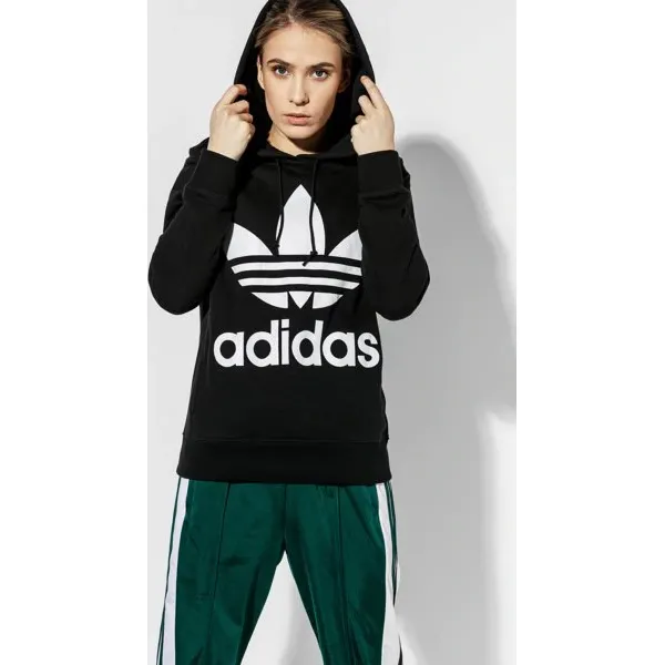 Adidas Bluza Trefoil Hoodie Adicolor , czarny, rozmiar S. Czarne bluzy damskie Adidas, s, bez wzorów, z bawełny, klasyczne, bez ramiączek, bez kaptura. Za 279.99 zł.