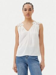 Morgan Top 251-OJOIE Biały Regular Fit. Białe topy damskie Morgan, bez wzorów, z syntetyku, bez kołnierzyka, bez ramiączek. Za 129.99 zł.