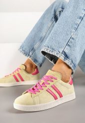 Żółte Sneakersy Zamszowe Typu Tenisówki ze Skórzaną Wkładką Ciarivione. Żółte trampki i tenisówki damskie Renee, bez wzorów, z jeansu, bez zapięcia. Za 159.99 zł.