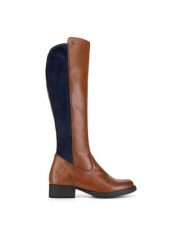 Rieker Kozaki Z9591-23 Brązowy. Brązowe kozaki damskie Rieker, bez wzorów, ze skóry, bez obcasa, na płaskiej podeszwie, bez zapięcia. Za 399.00 zł.