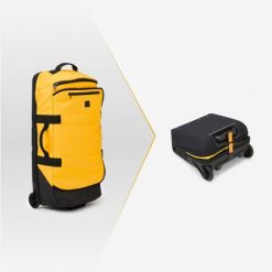 Torba podróżna składana Space Saver 85 l. Brązowe torby podróżne damskie Decathlon, bez wzorów, z materiału, duże. Za 449.99 zł.
